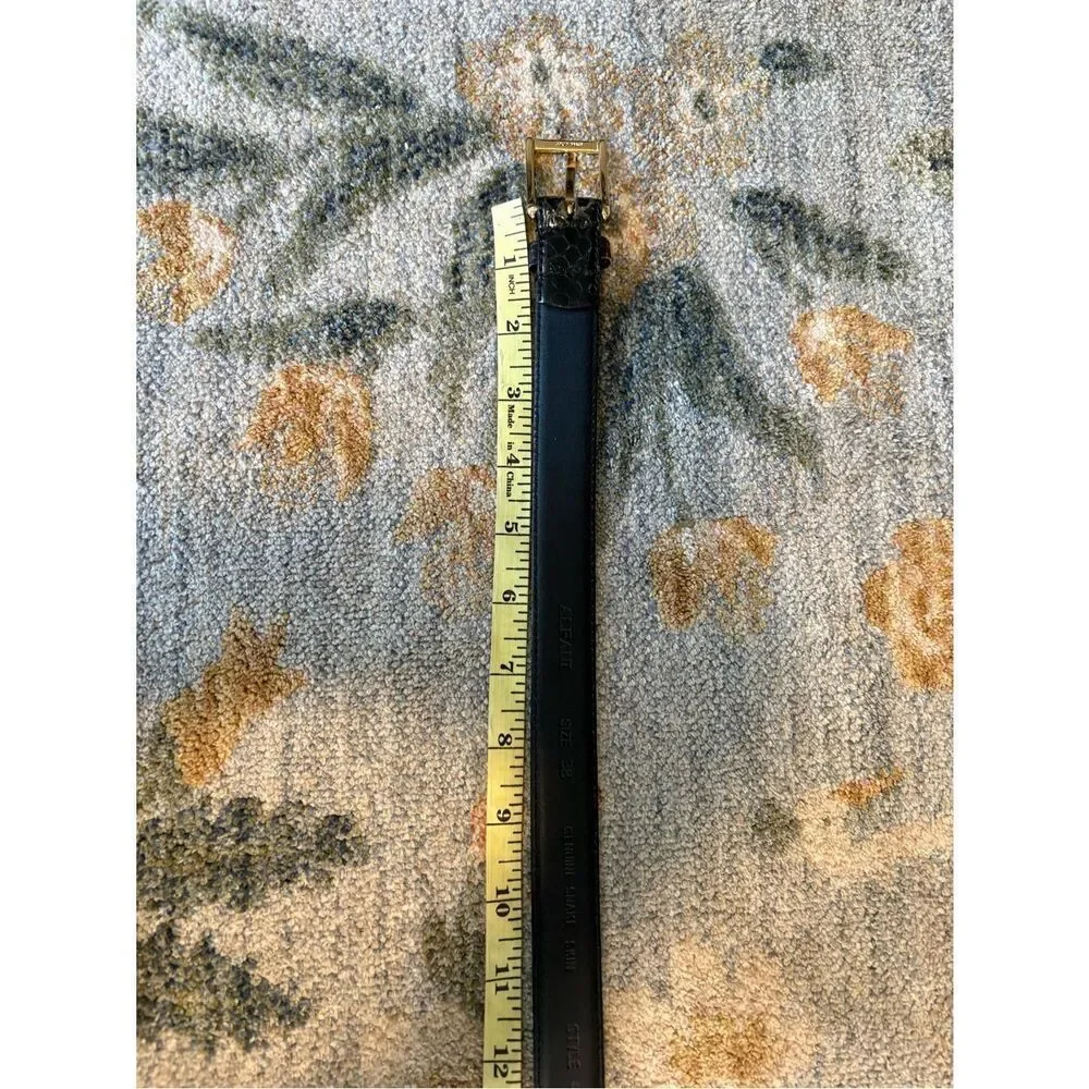 Genuine snakeskin Leather Black Belt 38 Vintage Flaw Alfani